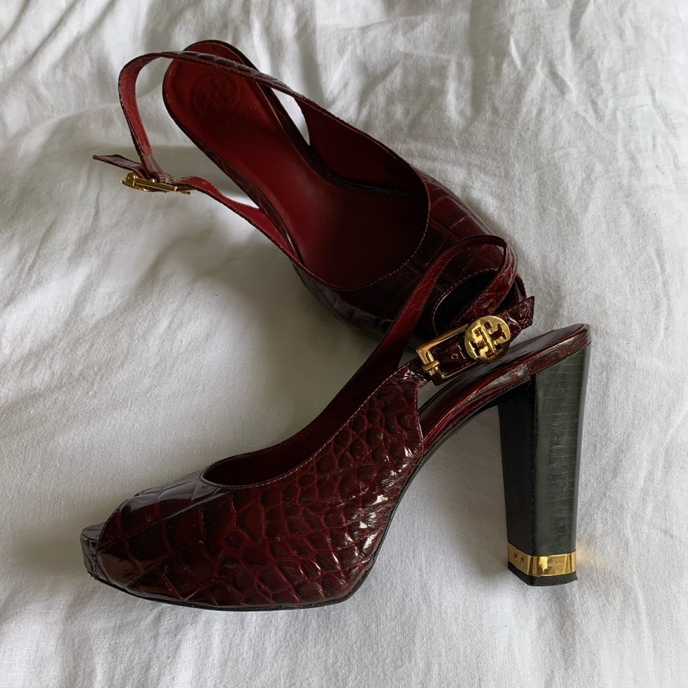Tory Burch Burgundy Slingbacks